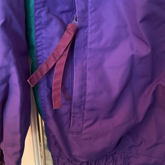 90s Women's Columbia Bugaboo Radial Sleeve Jacket Purple/Green Windbreaker Med - Picture 10 of 13